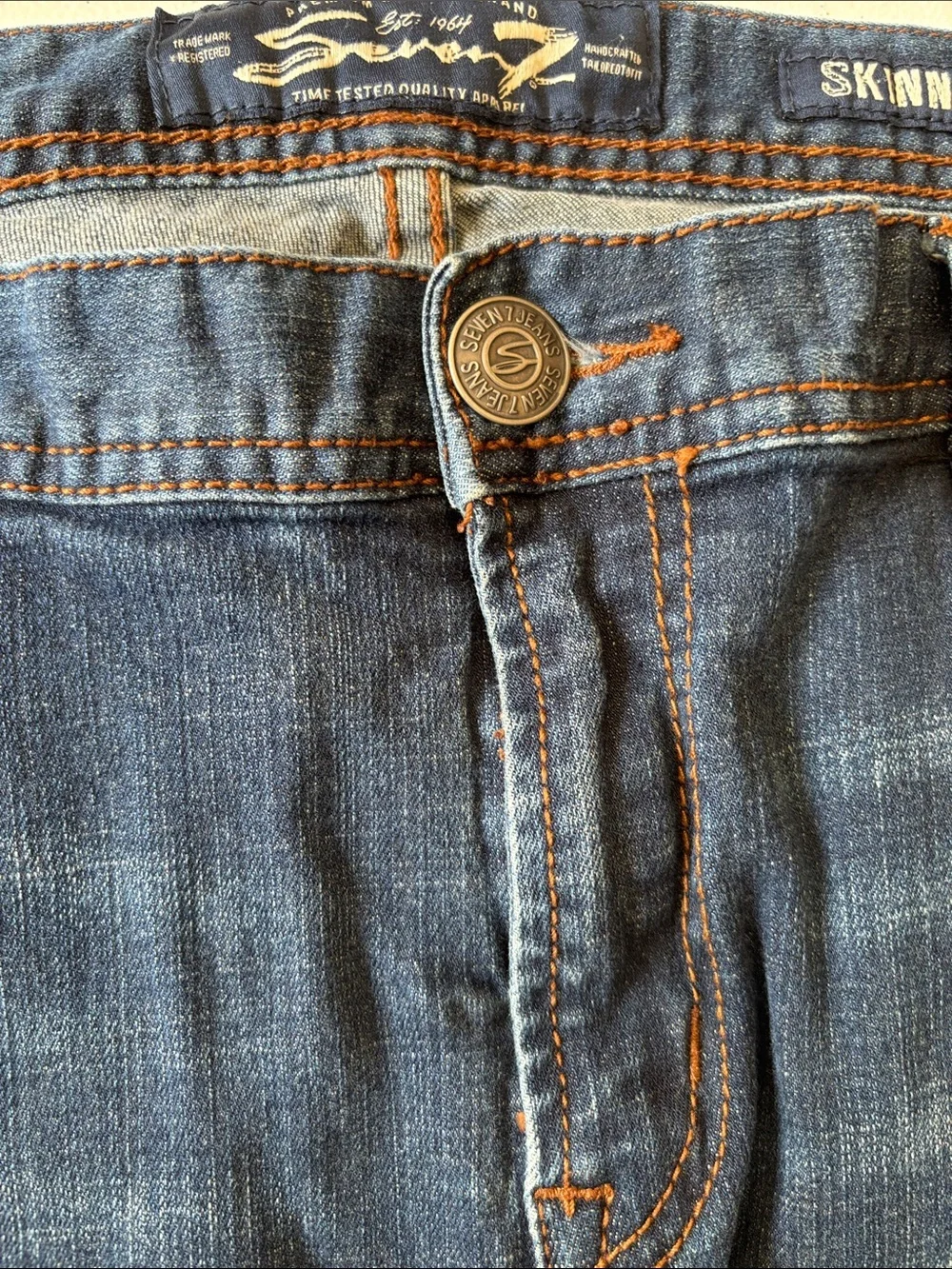 Seven7 Men's Dark Blue Straight Jeans Skinny 38x32